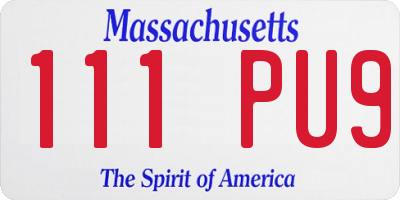 MA license plate 111PU9