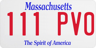 MA license plate 111PV0