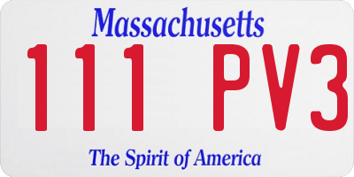 MA license plate 111PV3