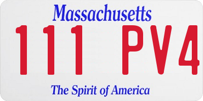 MA license plate 111PV4