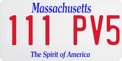 MA license plate 111PV5