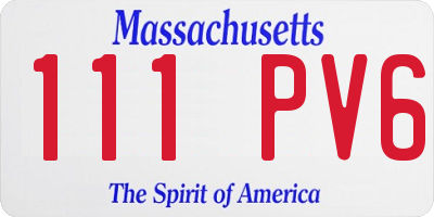 MA license plate 111PV6
