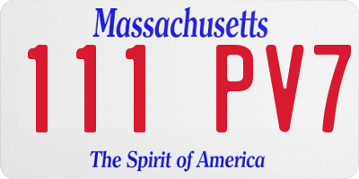 MA license plate 111PV7