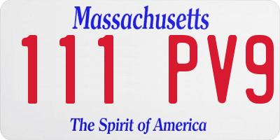 MA license plate 111PV9