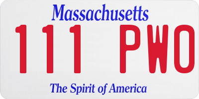 MA license plate 111PW0