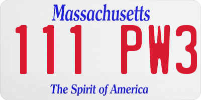 MA license plate 111PW3