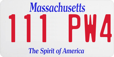 MA license plate 111PW4