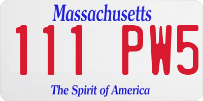 MA license plate 111PW5