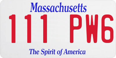 MA license plate 111PW6