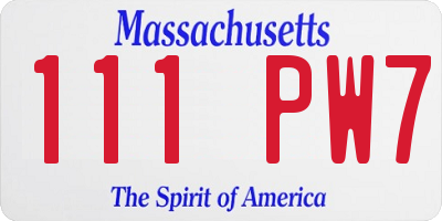 MA license plate 111PW7