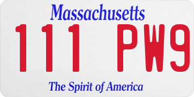 MA license plate 111PW9