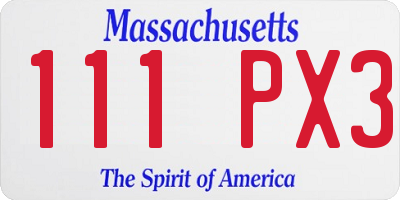 MA license plate 111PX3