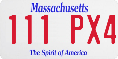 MA license plate 111PX4