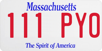 MA license plate 111PY0
