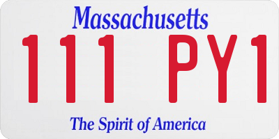MA license plate 111PY1