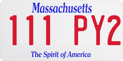MA license plate 111PY2