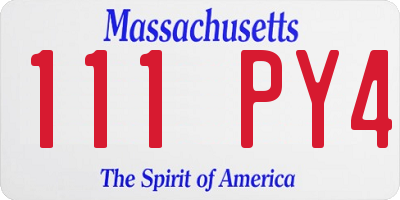 MA license plate 111PY4