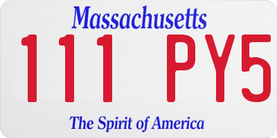 MA license plate 111PY5