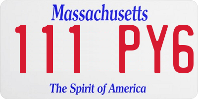 MA license plate 111PY6