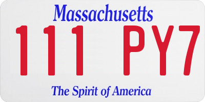 MA license plate 111PY7