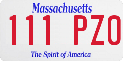 MA license plate 111PZ0