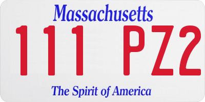 MA license plate 111PZ2