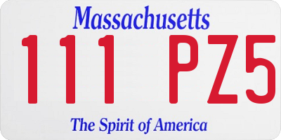 MA license plate 111PZ5