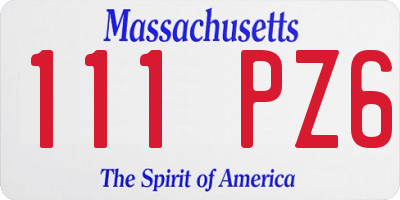 MA license plate 111PZ6