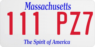 MA license plate 111PZ7
