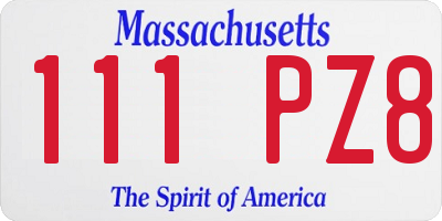 MA license plate 111PZ8