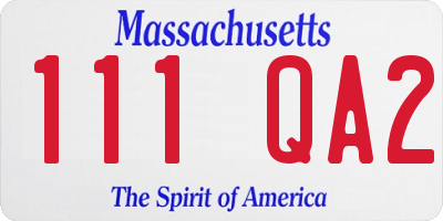 MA license plate 111QA2