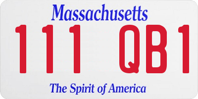 MA license plate 111QB1