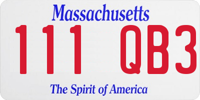MA license plate 111QB3