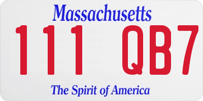 MA license plate 111QB7