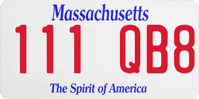 MA license plate 111QB8