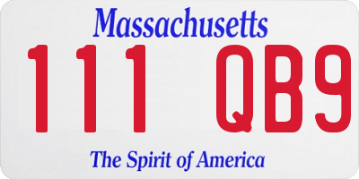 MA license plate 111QB9