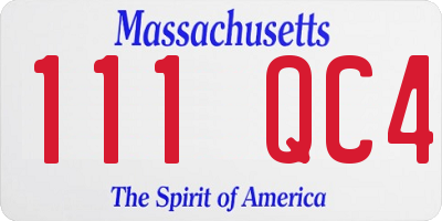 MA license plate 111QC4