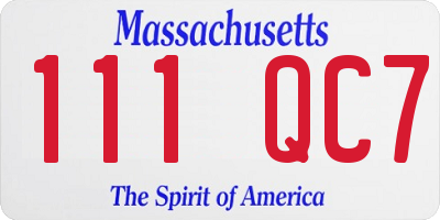 MA license plate 111QC7