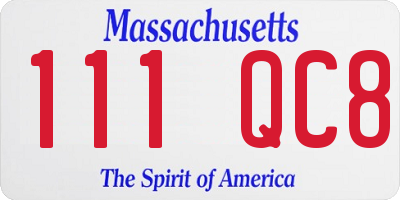 MA license plate 111QC8