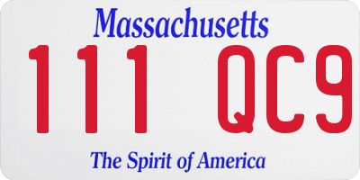 MA license plate 111QC9