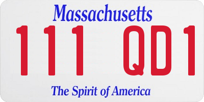 MA license plate 111QD1