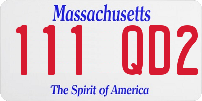 MA license plate 111QD2