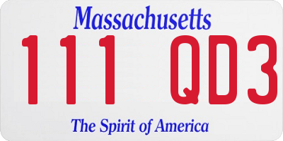 MA license plate 111QD3