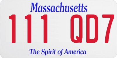 MA license plate 111QD7