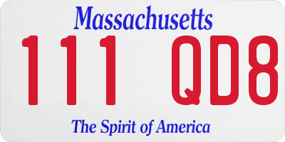 MA license plate 111QD8