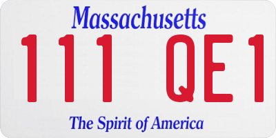 MA license plate 111QE1