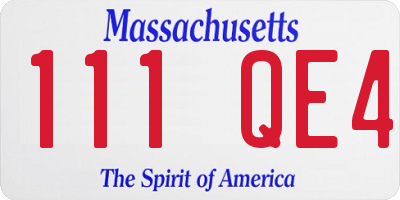MA license plate 111QE4