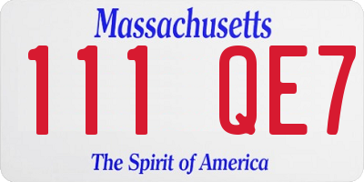 MA license plate 111QE7