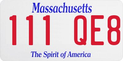 MA license plate 111QE8