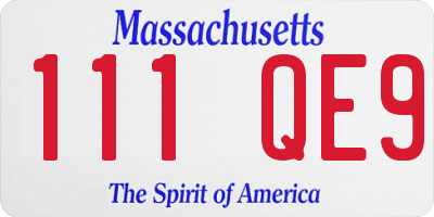 MA license plate 111QE9